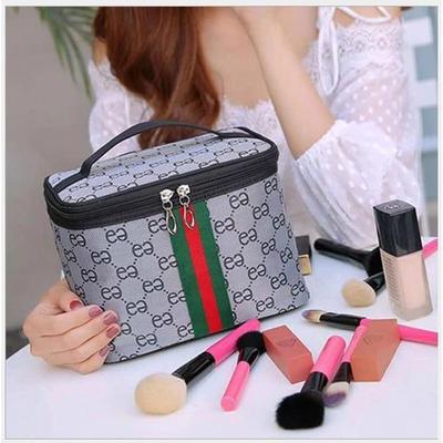 Girls Makeup Bag Grey PVC Travel Storage Case