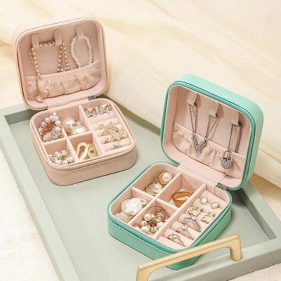 Portable Jewellery Box Pink Soft Storage Case